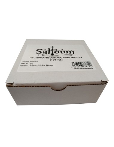 Papel Aluminio shisha SALLOUM precortado 12.5x12.5cm 100 hojas